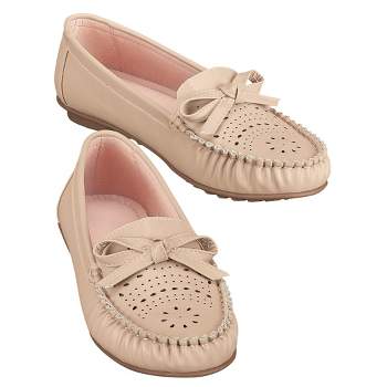 Collections Etc Perforated Moccasin Shoes