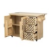 YOOCOZZ 53” Woven Checkerboard Rolling Kitchen Island with Drop Leaf, Large Storage Space and Power Outlet - Natural - 2 of 4