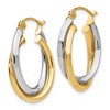 Black Bow Jewelry 4mm Polished Crossover Oval Hoop Earrings in 14k Two Tone Gold, 22mm - 2 of 4