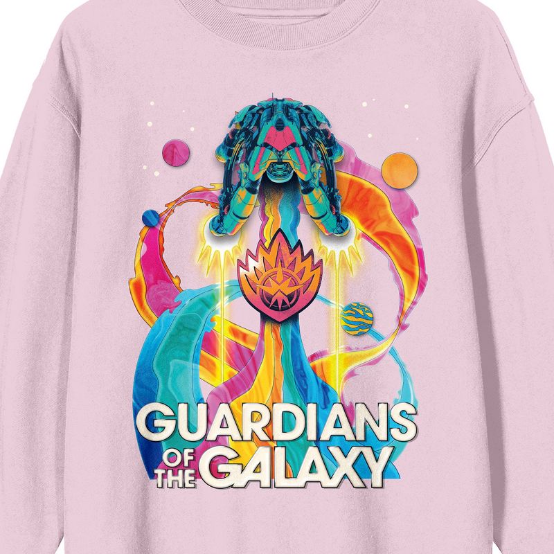 Guardians Of The Galaxy Vol. 3 Colorful Space Shape Crew Neck Long Sleeve Cradle Pink Adult Sweatshirt, 2 of 3