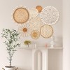 Attop Boho Wall Basket Decor Set of 8 - Flat Woven Basket Wall Hanging Decor,Round Tassels White Macrame Tapestry Wall Decor Art - 2 of 4