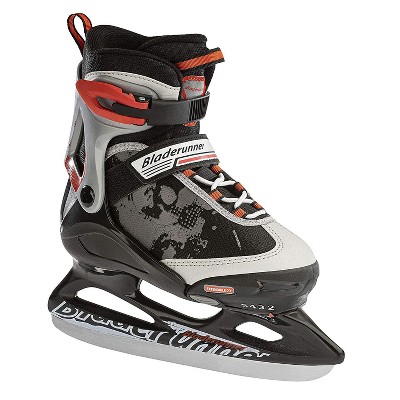 Rollerblade Bladerunner Micro Ice Adjustable Junior Padded Ice Skates with Rust Resistant Stainless Steel Blades, Size 2-5, Black/Red