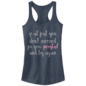 Juniors Womens CHIN UP Fix Your Ponytail Racerback Tank Top - 1 of 3
