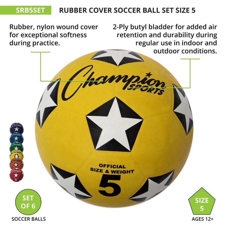 Champion Sports Rubber Soccer Ball Sets, 3 of 6