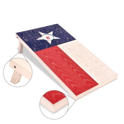 Texas Flag Design Wooden Cornhole Set with Bean Bags and Case
