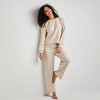 Women's Beige Ribbed Knit Long Sleeve Top & Pants Pajama Set - Cupshe - 3 of 4