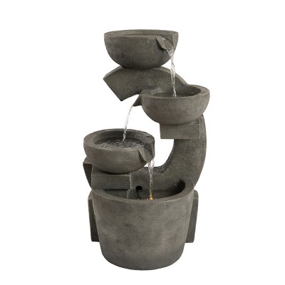 Nature Spring 4-Tiered Bowl Outdoor Water Fountain