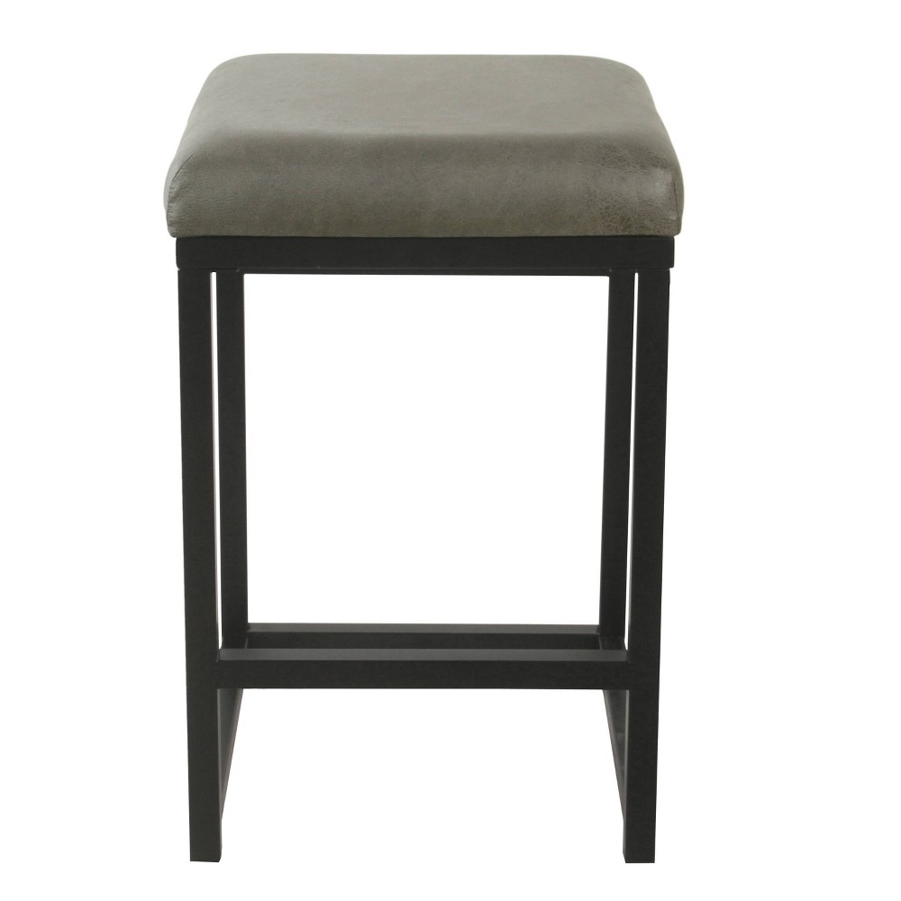 Open Back Metal Counter Stool Faux Leather Gray - HomePop was $99.99 now $74.99 (25.0% off)