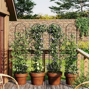 Pack Metal Trellis for Climbing Plants Outdoor, 55x12 Inch Garden Trellis for Vines/Flowers/Vegetables - Black Iron Plant Trellis Outdoor - 1 of 4