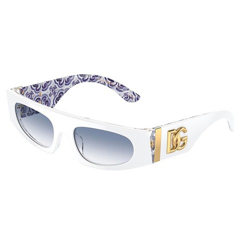 Dolce Gabbana Dg 4411 337119 Womens Rectangle Sunglasses White On Blue Maiolica 54mm Target