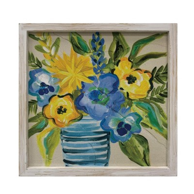 Transpac MDF/Fabric Citrus Indigo Framed Art Home Decorations Spring