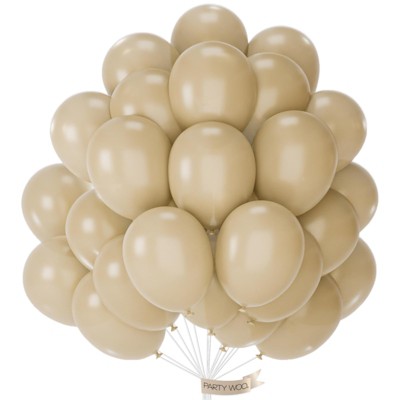 PartyWoo Balloons Light Brown Matte Tan Boho Neutral Beige Cream 12 Inch 50 pcs