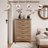 Chest of Dresser, Wood Vintage Dresser 5 Drawer, Tall Dresser for Storage Organizer Clothes, for Living Room, Kids Bedroom, Nursery Hallway Closet - 4 of 4