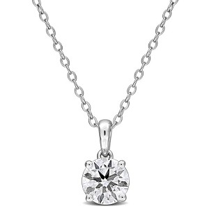 CREATED FOREVER | Sterling Silver 1 CT TW Oval Lab-Grown Diamond Pendant with Chain, 18 inch- - Multiple Carat Size Options - 1 of 3