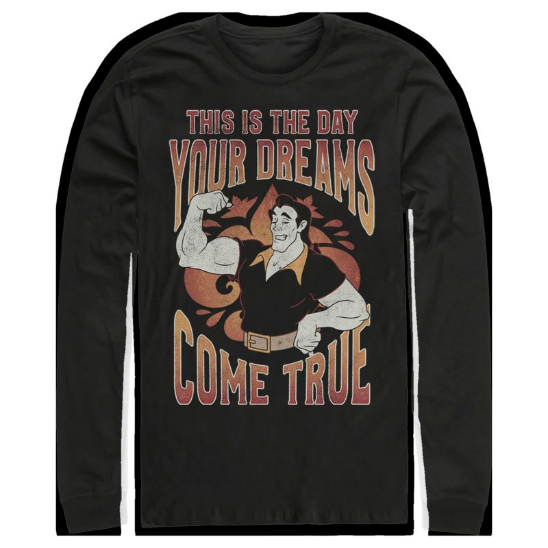 Men's Beauty and the Beast Gaston The Day Your Dreams Come True Long Sleeve Shirt, 1 of 5