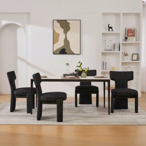Set of 4 Modern Black Upholstered Dining Chairs with Wood Legs, Stylish Armless Accent Chairs for Dining Room, Kitchen, or Living Areas-Panipeachy - 1 of 4
