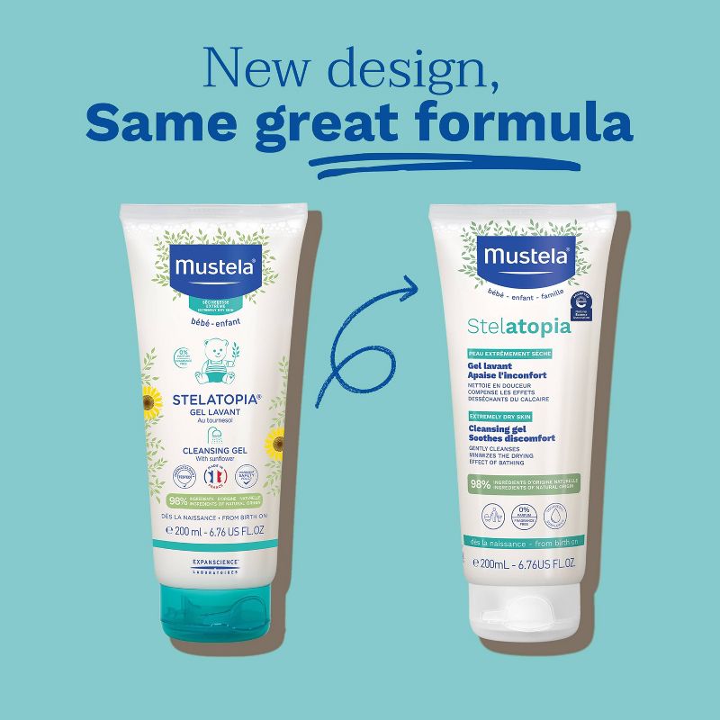 Mustela Stelatopia Fragrance Free Baby Cleansing Gel and Wash for Eczema Prone Skin - 6.76 fl oz, 4 of 9