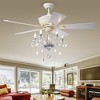 52"x52"x24" 5-Light Havorand Ceiling Fan White - Warehouse Of Tiffany: Elegant Teardrop Crystal, Reversible Motor - 2 of 4