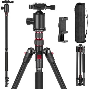 77 inch Camera Tripod Monopod for DSLR, Phone with 360° Panoramic Ball Head, 2 Axis Center Column, Arca Type QR Plate, Bag Included - 1 of 4