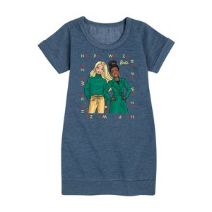 Barbie Holidays & Christmas Graphic Short Sleeve Fleece Dress - Heather Navy - 2T - 1 of 3
