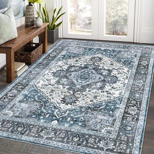 Area Rug Vintage Medallion Entryway Mat Washable Boho Floral Hallway Runner Bedroom Bedside Laundry Indoor Oriental Non-Slip Kitchen - 1 of 4