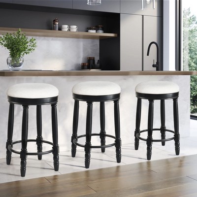 TOAOTBNBO 360° Swivel Bar Stools Set of 2, Upholstered Barstools with Robust Legs, Wood Bar Chair for Kitchen