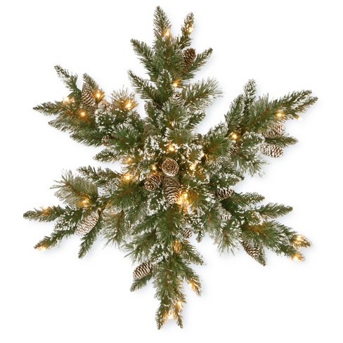 National Tree Company 32 Glittery Bristle Pine Snowflake With Battery  Operated Warm White Led Lights : Target