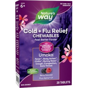 Nature's Way Umcka Cold & Flu Chewables, Berry, 20 Ct - 1 of 4