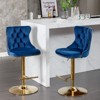 FONTOI 2 PCS Upholstered Barstools with Adjusatble Seat Height, Swivel Bar Stools with Backs for Living Room Kitchen, Blue&Gold, 17.1"*45.6"*18.1" - 4 of 4