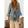 Coolmee Women's 3/4  Sleeve Tops Dressy Casual Ruffle V Neck Button Down Shirts Fall Outfits Vintage Work Shirts - 2 of 3