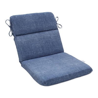 18.5" x 15.5" Outdoor/Indoor Rounded Chair Pad Tory Denim Blue - Pillow Perfect