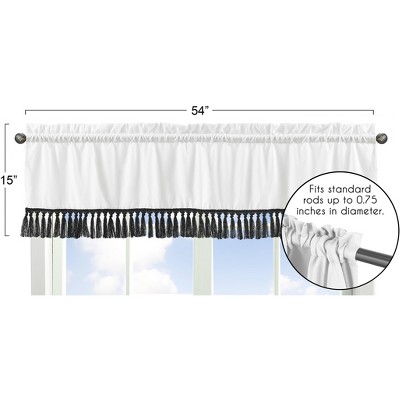 Black and White Boho Stitch Rod Pocket Window Valance