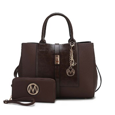 MKF Collection Yola Women’s Satchel Vegan Leather Bag and Wallet by Mia K- 2PCS Set