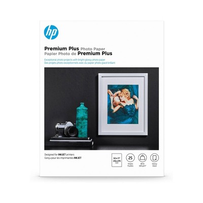 HP 8.5x11 25ct Premium Plus Photo Glossy Printer Paper - White (CR670A)