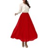 Women's Retro Chiffon Maxi Skirt - Beach Ankle Length Flowy Long Skirt Red - 2 of 4