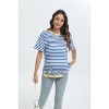 Maternity Shirts Women's Casual Floral Print Tops Striped Ruched Side Tunic Top - 3 of 4