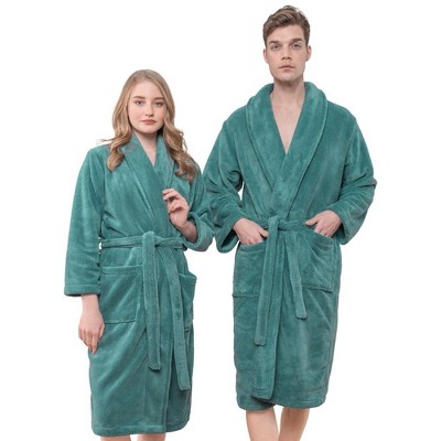 American Soft Linen Turkish Warm Fleece Bathrobe, Mens and Womens Robes, 1 Piece Shawl Collar  Adult Matching Couple Robes for your Bathroom