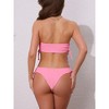INSPIRE CHIC Women's Bandeau Drawstring Side Tie Ribbed Bikini Sets, Strapless Top Triangle Bottom Swimwear Bathing Suits 1 Set - 3 of 4