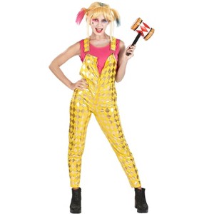 Harlequin Adult Costume | Crop Top & Jumpsuit Costume Set for Women - 1 of 3