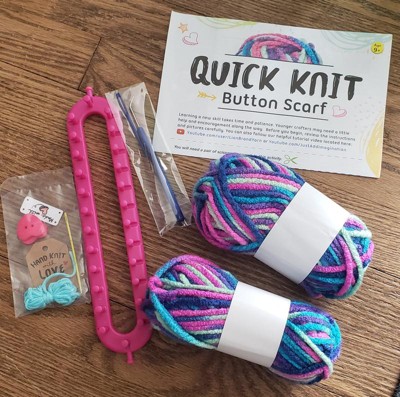  Creativity For Kids Quick Knit Button Scarf - Kids Knitting  Kit For Beginners