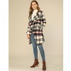INSPIRE CHIC Women's Shawl Collar Belted Asymmetrical Hem Plaid Coat - 3 of 4