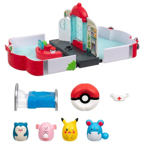 Детский игровой набор Pokemon Squish-a-longs Pokémon Center Playset (Pikachu, Chansey, Marill, Snorlax