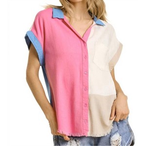 Women's Color Block Gauze Top - umgee - 1 of 4