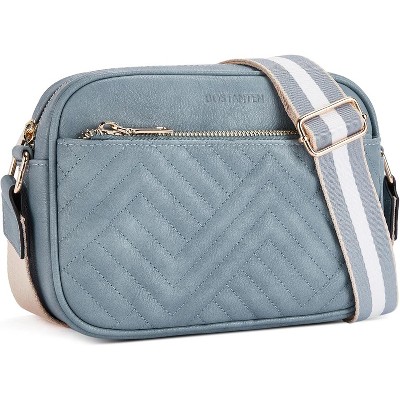 Quilted Crossbody Bags for Women Vegan Leather Purses Small Shoulder Handbags with Wide Strap