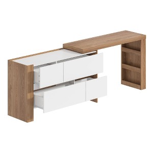 Famapy Brown and White Rotatable Make up Vanity Table With Storage Drawers - 1 of 4