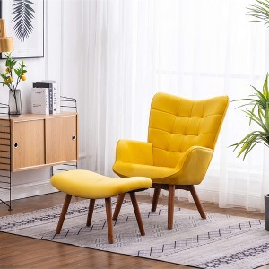 CAVINAS Silky Velvet Accent Chair with High Button-Tufted Backrest and Ottoman,Upholstered Living Room Chairs,Reading Chairs for Living Room - 1 of 4