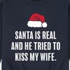 Men's - Instant Message - Santa is Real Funny Christmas Graphic Fleece Sweatshirt - 2 of 4