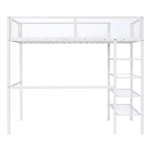 Bellemave Twin Loft Bed with 4-Tier Shelves and Storage, Metal Loft Bed with Bookshelf, Loft Bed for Adults, Teens, Kids, Girls, Boys (White) - 1 of 3