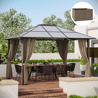 Outdoor Brown Polyester Gazebo Sidewall Set with Hooks