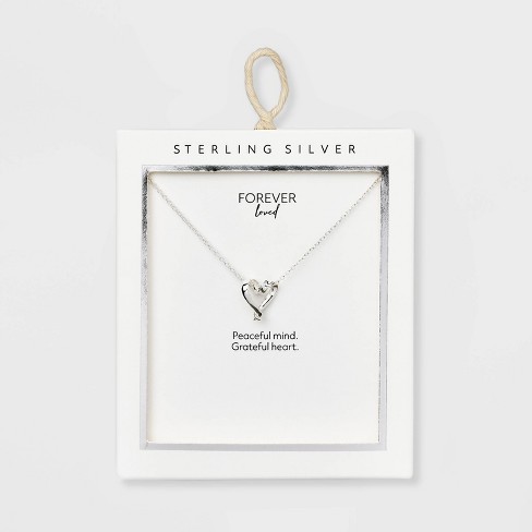 Sterling Silver With Floating Cubic Zirconia Pendant Necklace - A New Day™  Silver : Target